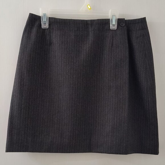 INC International Concepts Dresses & Skirts - Vintage '99 INC Gray Pinstripe Wool Mini Wrap Skirt – Women’s 8